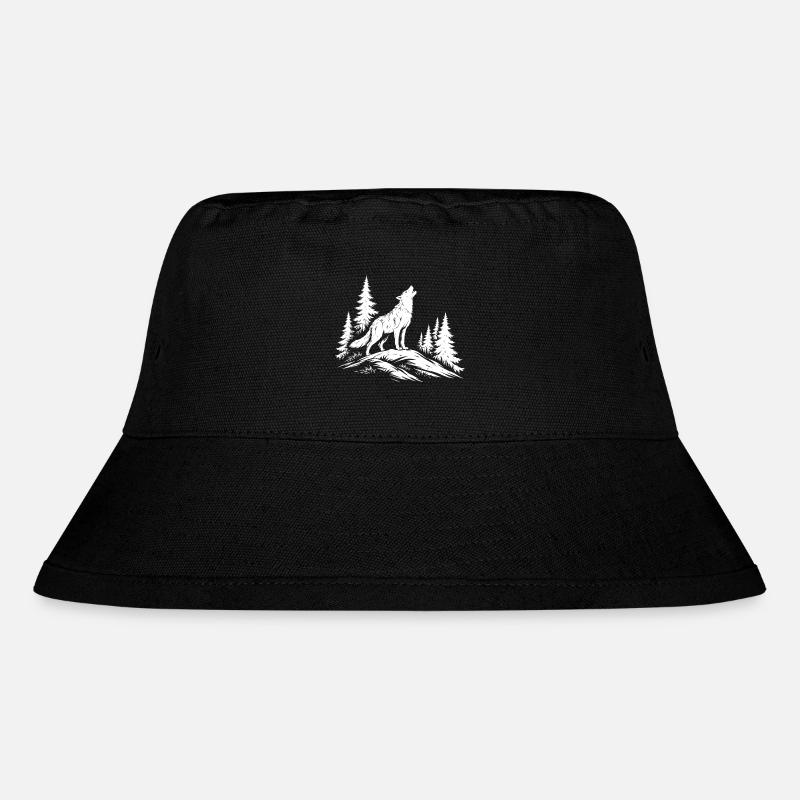 howling wolf - Stanley/Stella Recycled Bucket Hat - black