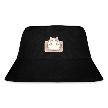 Flauschige dicke Katze in Stillpose - Stanley/Stella recycelter Bucket Hat - Schwarz - Vorne