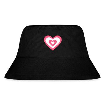 Rosa Herz, Valentinstag Geschenk - Stanley/Stella recycelter Bucket Hat - Schwarz - Vorne