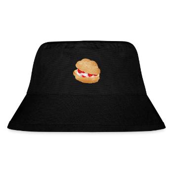 Mit Sahne und Erdbeeren gefüllter Windbeutel - Stanley/Stella recycelter Bucket Hat - Schwarz - Vorne