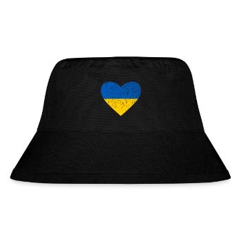 Ukraine, blau-gelbes Herz - Stanley/Stella recycelter Bucket Hat - Schwarz - Vorne