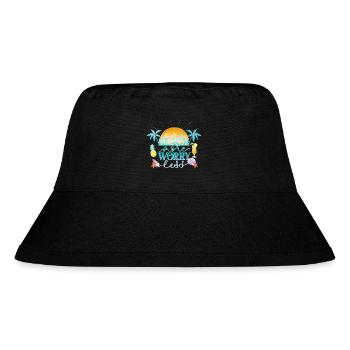 Beach More. Worry Less. - Stanley/Stella recycelter Bucket Hat - Schwarz - Vorne