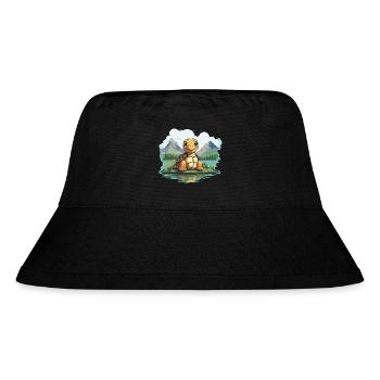 Turtle Bliss: Schildkröte im Wasser vor Bergen - Stanley/Stella recycelter Bucket Hat - Schwarz - Vorne