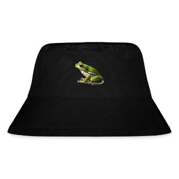 Der Frosch ist perfekt getarnt im grünen Gras - Stanley/Stella recycelter Bucket Hat - Schwarz - Vorne