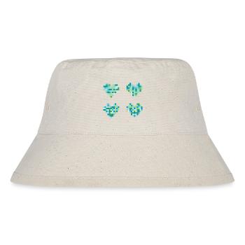 4 Pixel Herzen - neon pastel Farben - blau - grün - Stanley/Stella recycelter Bucket Hat - Naturweiß - Vorne