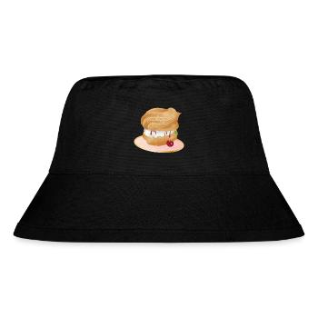 Mit Sahne und Kirsche gefüllter Windbeutel - Stanley/Stella recycelter Bucket Hat - Schwarz - Vorne