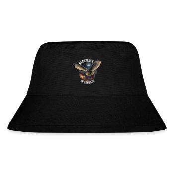 Nachteule im Einsatz Eule Vollmond Nachtdienst - Stanley/Stella recycelter Bucket Hat - Schwarz - Vorne