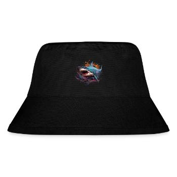 King of the Deep. Graffiti-style shark. - Stanley/Stella Recycled Bucket Hat - black - Front