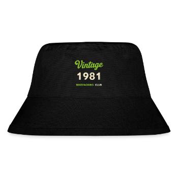 Vintage 1981 – Bikepacking Club Retro Birth Year - Stanley/Stella Recycled Bucket Hat - black - Front