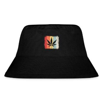 Retro Cannabis Cannabisblatt  Weed Kiffen - Stanley/Stella recycelter Bucket Hat - Schwarz - Vorne