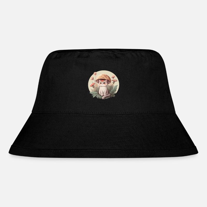 Ästhetische Katze Fliegenpilz Hut Pilz Cottagecore - Stanley/Stella recycelter Bucket Hat - Schwarz