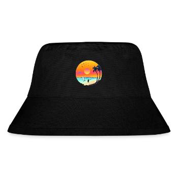 Aquarelle de plage de coucher de soleil d’été - Bob recyclé Stanley/Stella - noir - Devant