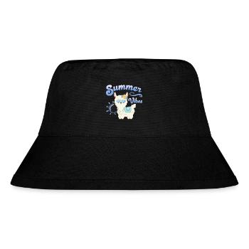 Lama Sommer Alpaka - Summer vibes - Sommerstimmung - Stanley/Stella recycelter Bucket Hat - Schwarz - Vorne