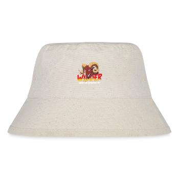 Widder mit Flammen-Text - Stanley/Stella recycelter Bucket Hat - Naturweiß - Vorne