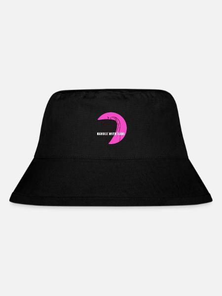 Pinkes Linienpferd mit Care-Band - Stanley/Stella recycelter Bucket Hat - Schwarz