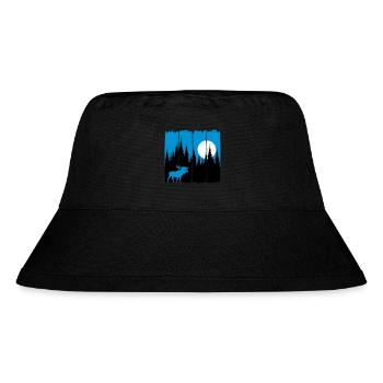 Moose in front of the moon / sun forest dweller forest deer animal - Stanley/Stella Recycled Bucket Hat - black - Front