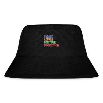 Koffein Kaffe Humorvoll Statement Kaffeeliebhaber - Stanley/Stella recycelter Bucket Hat - Schwarz - Vorne