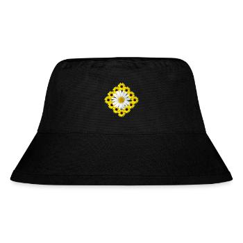 Sonnenblumen Margeriten Blumenmuster Blüte floral - Stanley/Stella recycelter Bucket Hat - Schwarz - Vorne