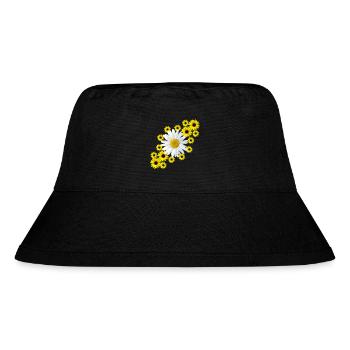 Margerite mit Sonnenblumen Blumenmuster Blüte - Stanley/Stella recycelter Bucket Hat - Schwarz - Vorne