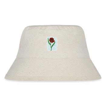 Rostrote Blume mit Grünen Blättern - Stanley/Stella recycelter Bucket Hat - Naturweiß - Vorne