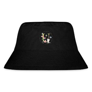 Anfangsbuchstabe U mit Katze - Stanley/Stella recycelter Bucket Hat - Schwarz - Vorne