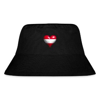 Austria flag shiny heart red and white striped - Stanley/Stella Recycled Bucket Hat - black - Front