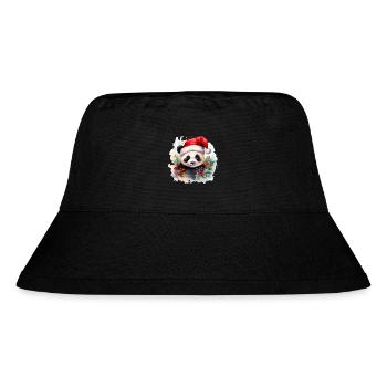 Aquarelle Panda avec chapeau de père Noël - Bob recyclé Stanley/Stella - noir - Devant