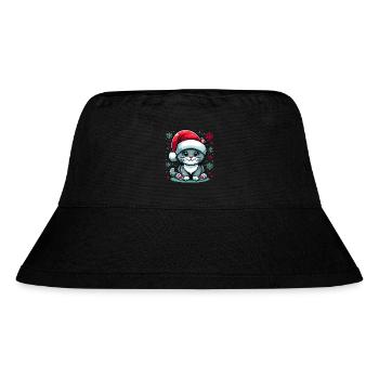 CAT, KITTY, KITTEN, PET, CHRISTMAS, SNOW - Stanley/Stella Recycled Bucket Hat - black - Front