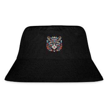 Katze mit Mandalas verziert - Stanley/Stella recycelter Bucket Hat - Schwarz - Vorne