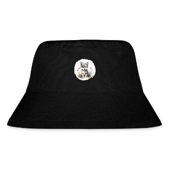 Wolf Watercolor - Stanley/Stella Recycled Bucket Hat - black - Front