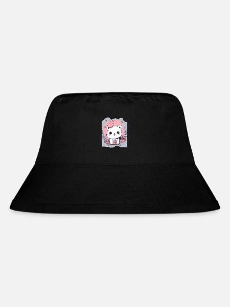 Cute Kawaii White Animal Pink Background For Her - Stanley/Stella Recycled Bucket Hat - black