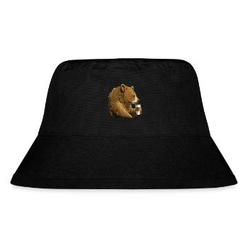 BEAR DRINKING COFFEE - t-shirt pour les amateurs de café - Bob recyclé Stanley/Stella - noir - Devant