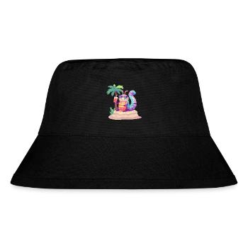 Wurm Sommer Urlaub - Stanley/Stella recycelter Bucket Hat - Schwarz - Vorne