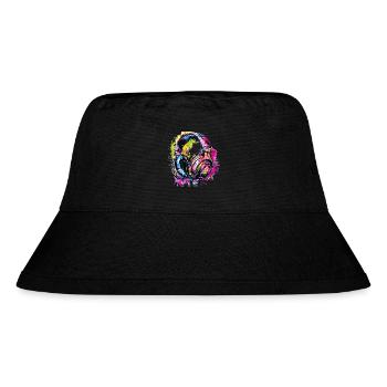 Graffiti Kopfhörer Headphones - Stanley/Stella recycelter Bucket Hat - Schwarz - Vorne