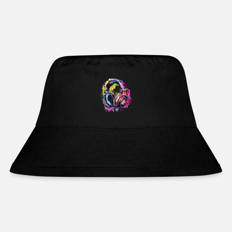 Graffiti Kopfhörer Headphones - Stanley/Stella recycelter Bucket Hat - Schwarz