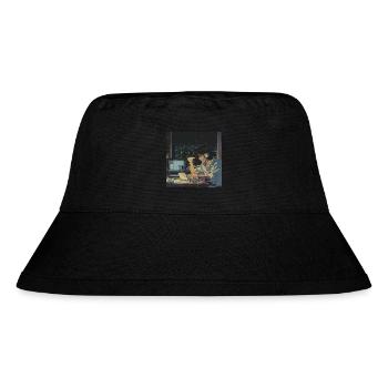80s anime guy calming high quality fashion print - Stanley/Stella Recycled Bucket Hat - black - Front