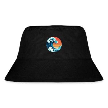 Japanische Welle - Stanley/Stella recycelter Bucket Hat - Schwarz - Vorne