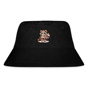 Cheerful raccoon on sleigh – winter fun motif - Stanley/Stella Recycled Bucket Hat - black - Front