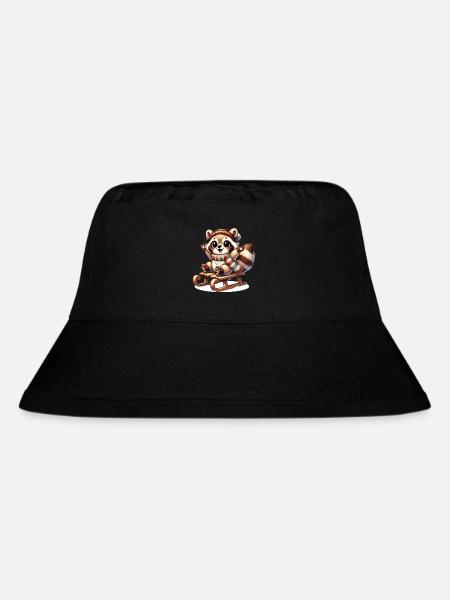 Joyeux raton laveur sur traîneau – motif des plaisirs d’hiver - Bob recyclé Stanley/Stella - noir