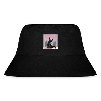 Cat in retro summer look - Stanley/Stella Recycled Bucket Hat - black - Front