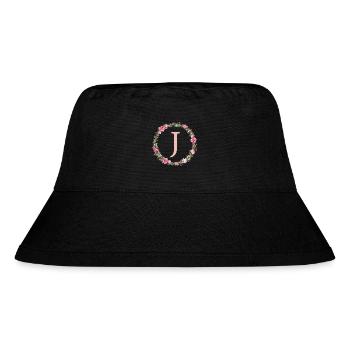 J Monogram, Flower Wreath, Personalizable - Stanley/Stella Recycled Bucket Hat - black - Front