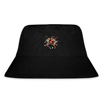 Retro Tennis Clash Cartoon Design - Stanley/Stella Recycled Bucket Hat - black - Front