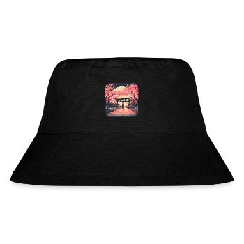 Tokio Tempel Kirschblüte Weltreise - Stanley/Stella recycelter Bucket Hat - Schwarz - Vorne