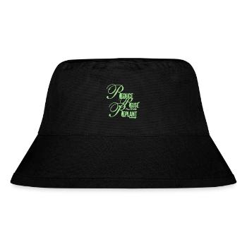 Eco Message – Reduce Reuse Replant - Stanley/Stella recycelter Bucket Hat - Schwarz - Vorne