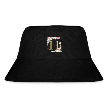 H Monogramm, Floral, personalisierbar - Stanley/Stella recycelter Bucket Hat - Schwarz - Vorne