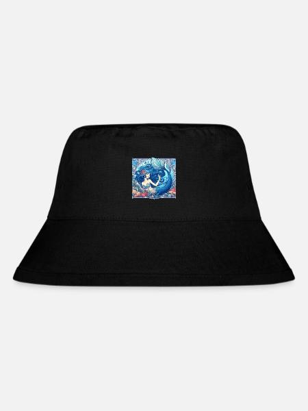 Meerjungfrau Nixe blaue Haare Art Nouveau Geschenk - Stanley/Stella recycelter Bucket Hat - Schwarz