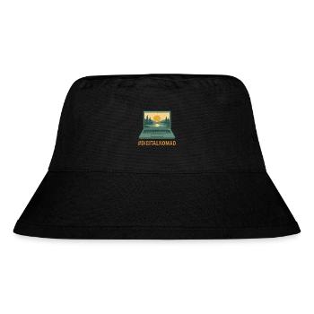 Digitaler Laptop Reisender & Natur bei Sonnenaufgang - Stanley/Stella recycelter Bucket Hat - Schwarz - Vorne