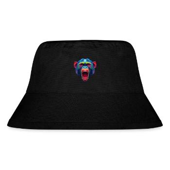 Bunter Polygonaffen Kopf - Stanley/Stella recycelter Bucket Hat - Schwarz - Vorne