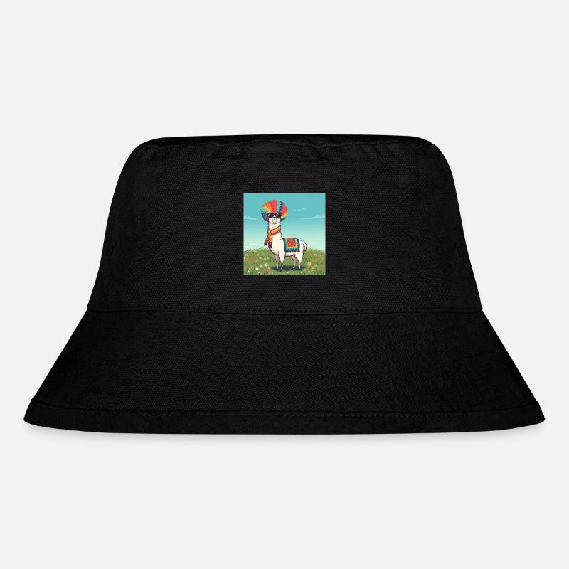 Funky Regenbogen Lama - Stanley/Stella recycelter Bucket Hat - Schwarz