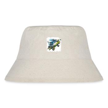 Farbige Blueprint Dreschmaschine, CAD-Design - Stanley/Stella recycelter Bucket Hat - Naturweiß - Vorne